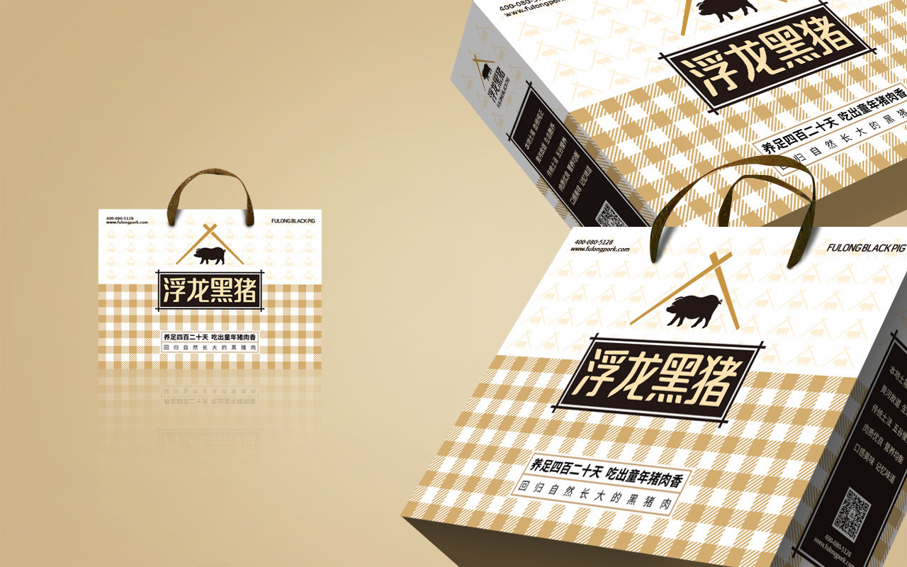 浮龙黑猪肉-品牌设计+VI设计(图2) 浮龙黑猪肉